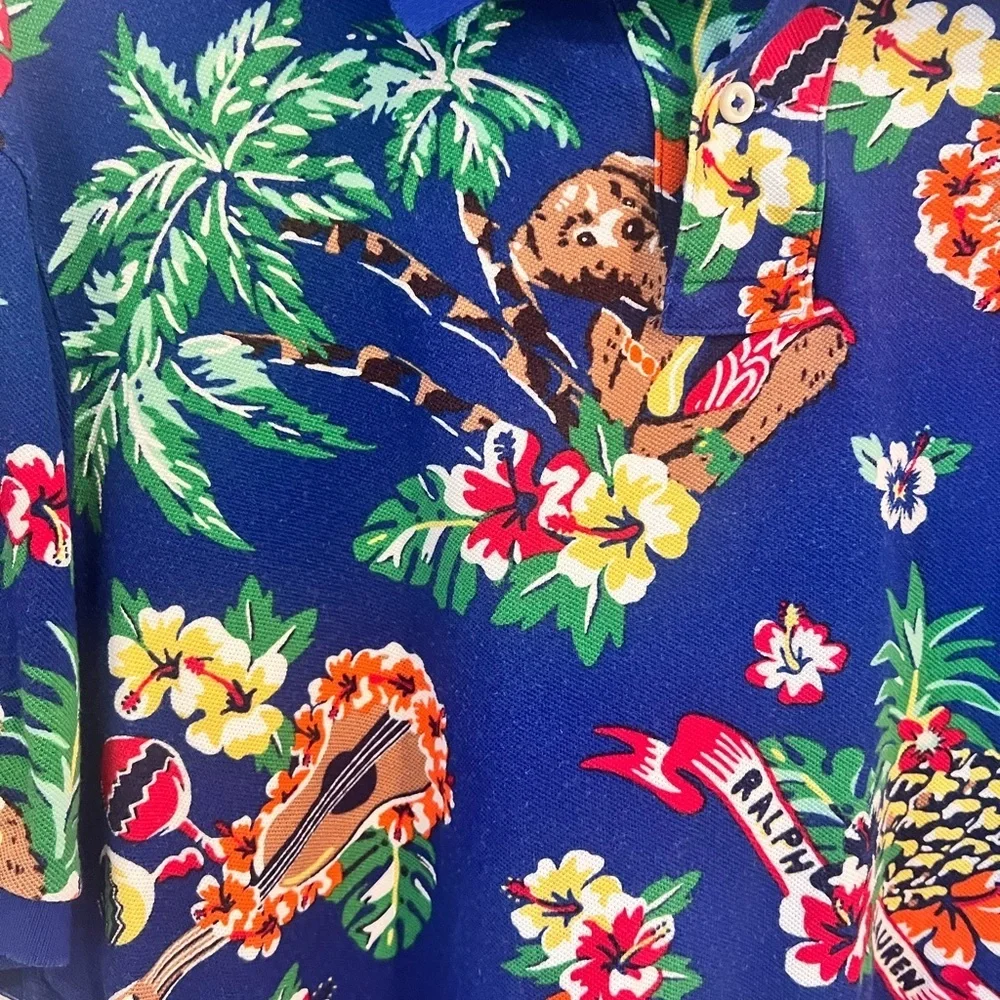Ralph Lauren Men's Blue Tropical Polo Shirt